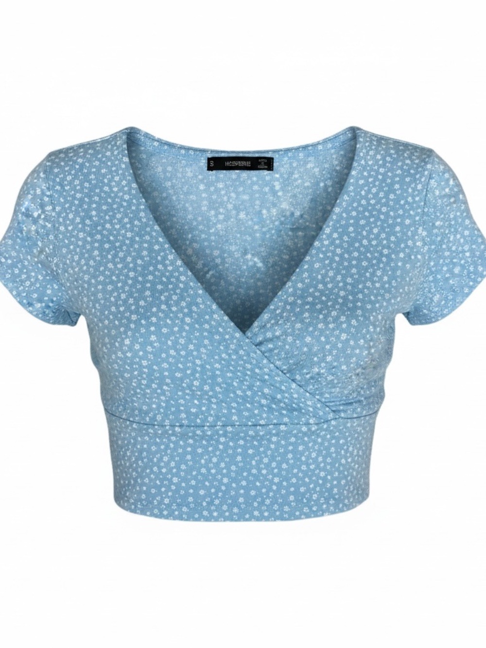 Light Blue Wrap Crop Top